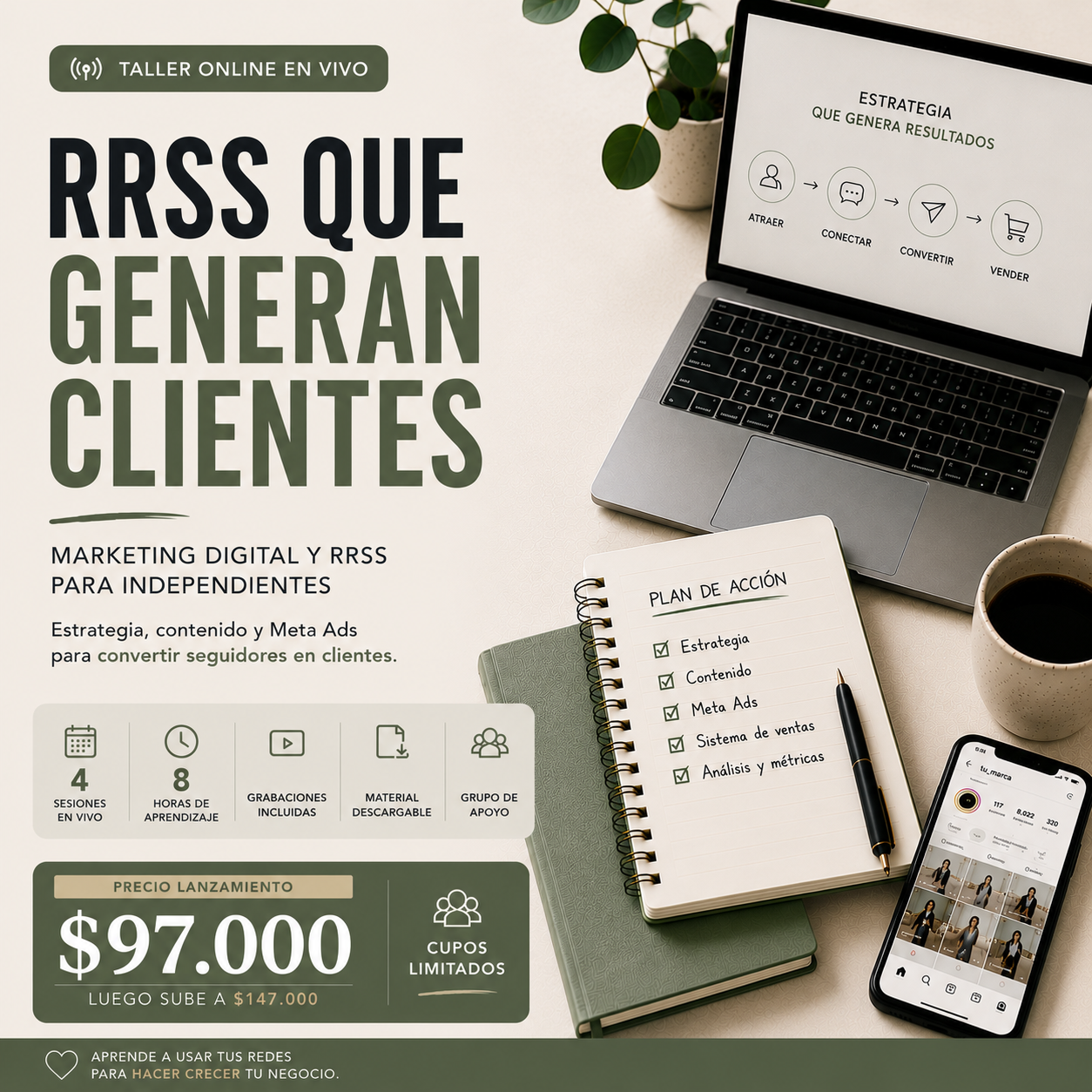 RRSS que Generan Clientes | Taller Online de Marketing Digital y Meta Ads para Independientes